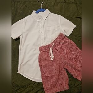 CrewCuts by J.CREW Boys size 7/8 linen shorts - white button-down dress shirt
